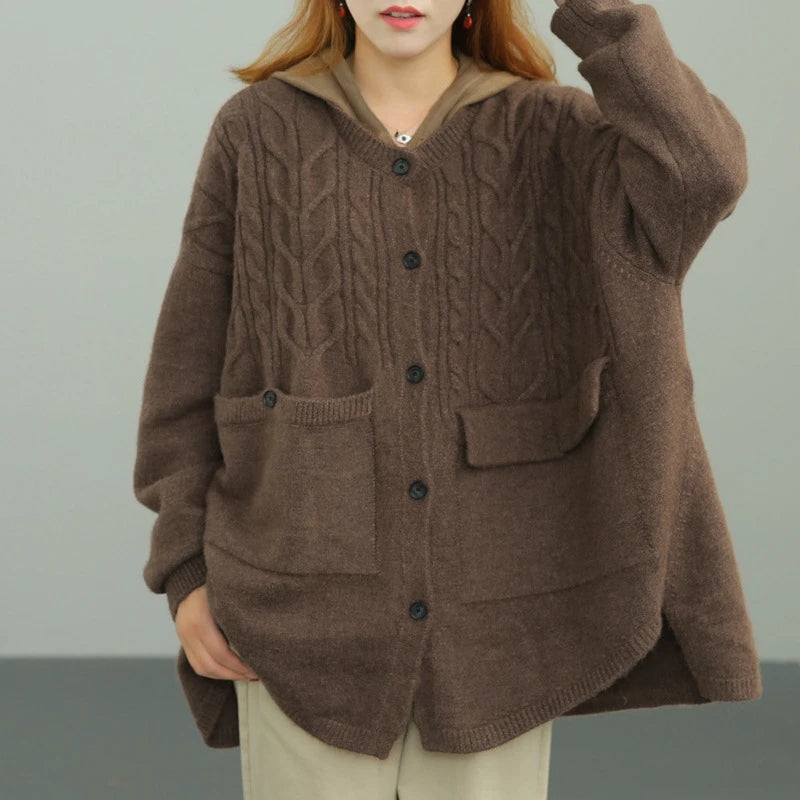 High-Low Asymmetry Pockets Knitted Cardigans Sweater - Luckyback