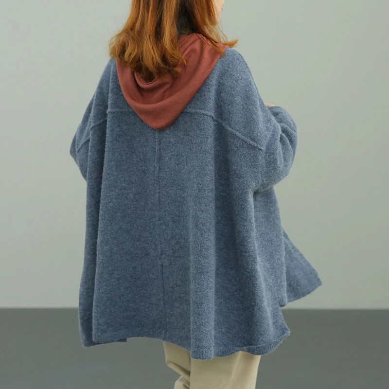 High-Low Asymmetry Pockets Knitted Cardigans Sweater - Luckyback
