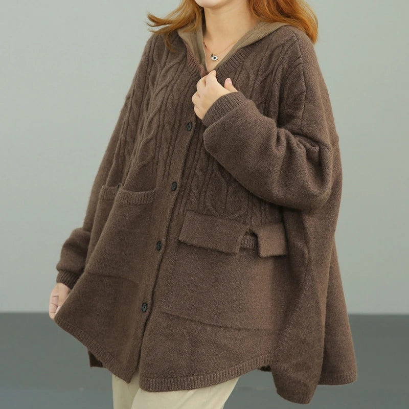High-Low Asymmetry Pockets Knitted Cardigans Sweater - Luckyback