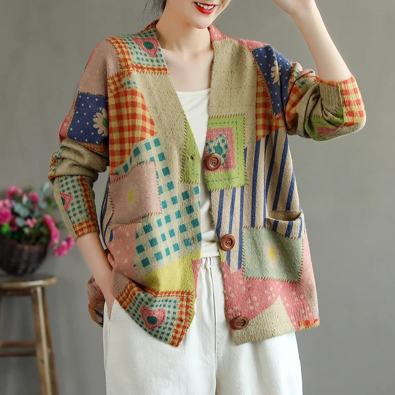 Knitted Buttoned Sweater Cardigan - Luckyback