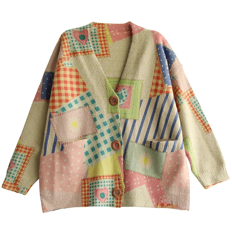 Knitted Buttoned Sweater Cardigan - Luckyback