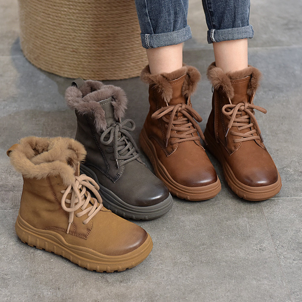 Lace-Up Martin Snow Boots