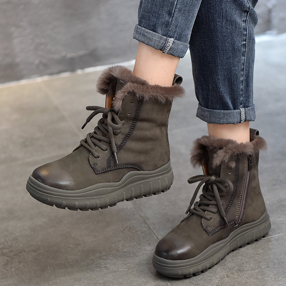 Lace-Up Martin Snow Boots