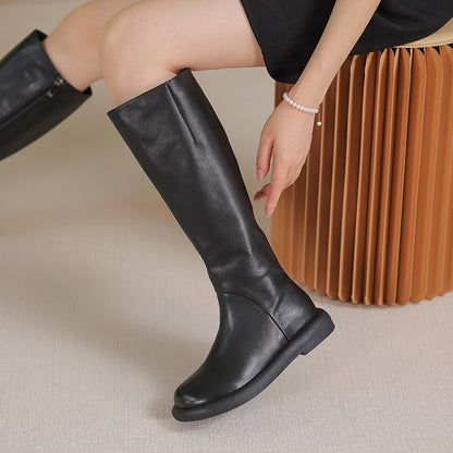 Leather Knee-high Retro Knight Long Boots