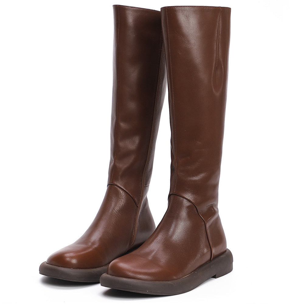 Leather Knee-high Retro Knight Long Boots