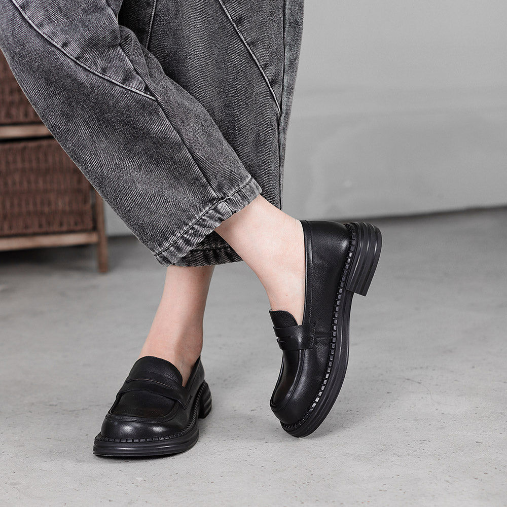 Leather Retro Soft Loafers Shoes