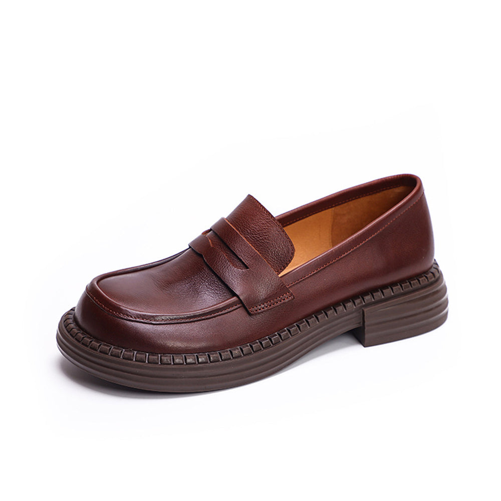 Leather Retro Soft Loafers Shoes