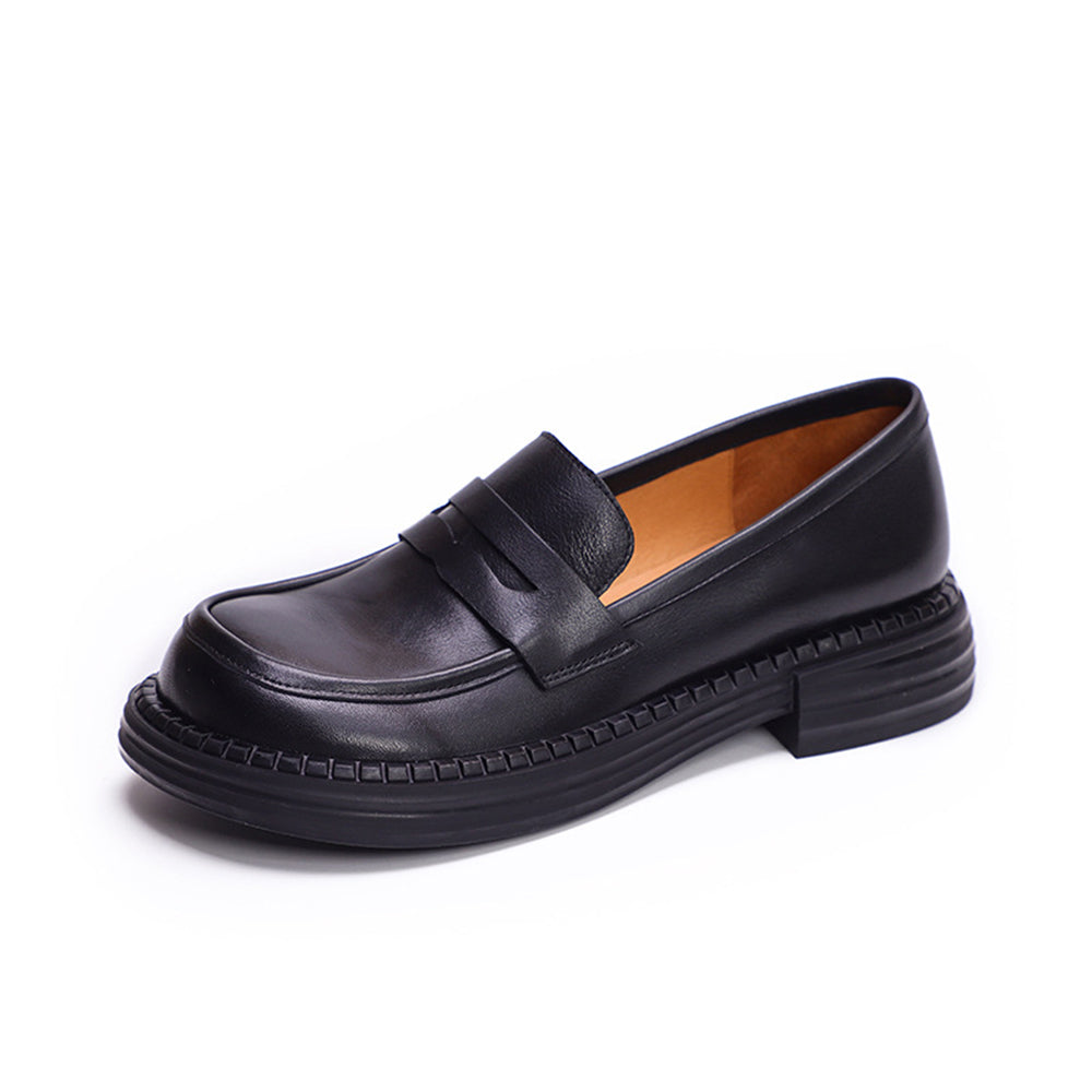 Leather Retro Soft Loafers Shoes