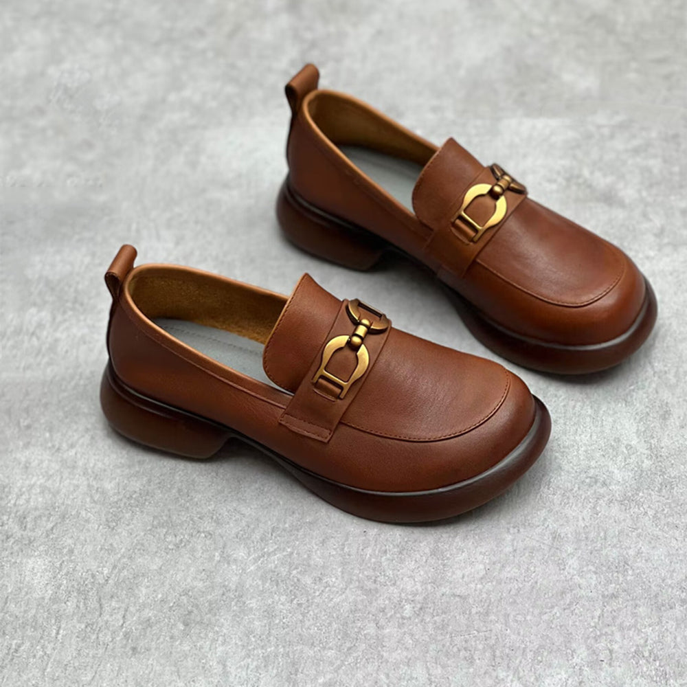 Leather Round Toe Comfortable Loafers Shoes