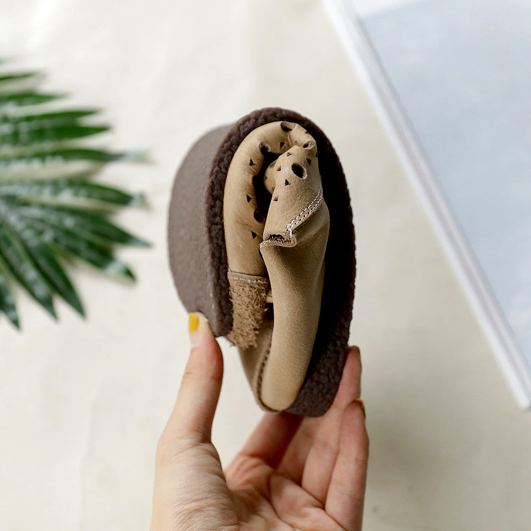 Leather Stitching Hollow Retro Flats Shoes