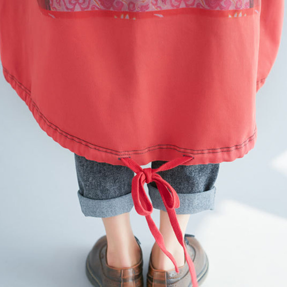 Loose Fit Casual Printed High-Low Hooded Dress