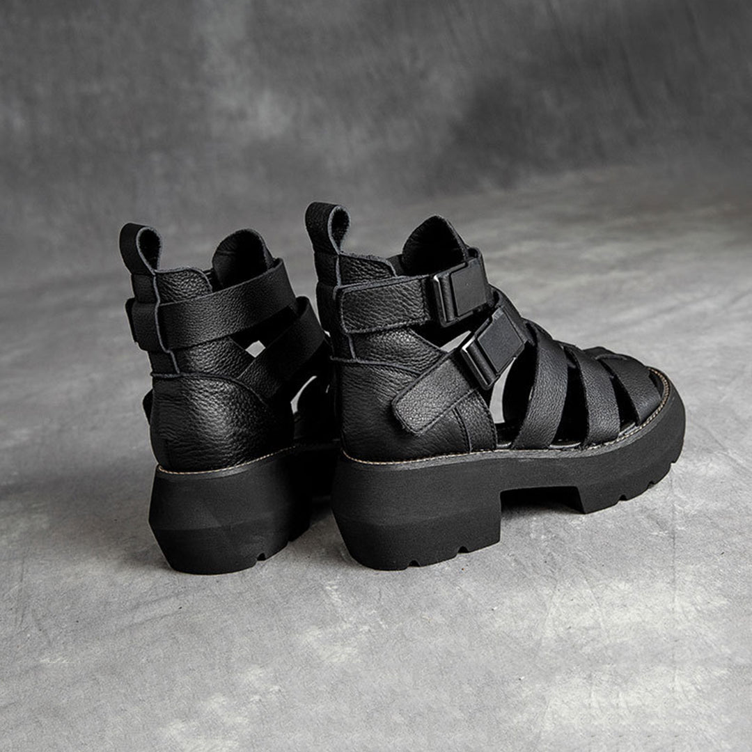 Mid Heel Velcro Rome Sandals - Luckyback