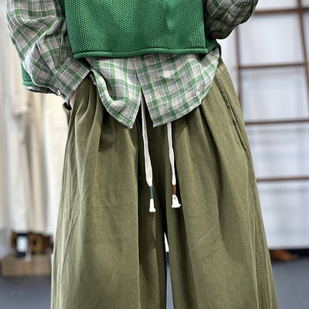 Solid Drawstring Casual Harem Pants