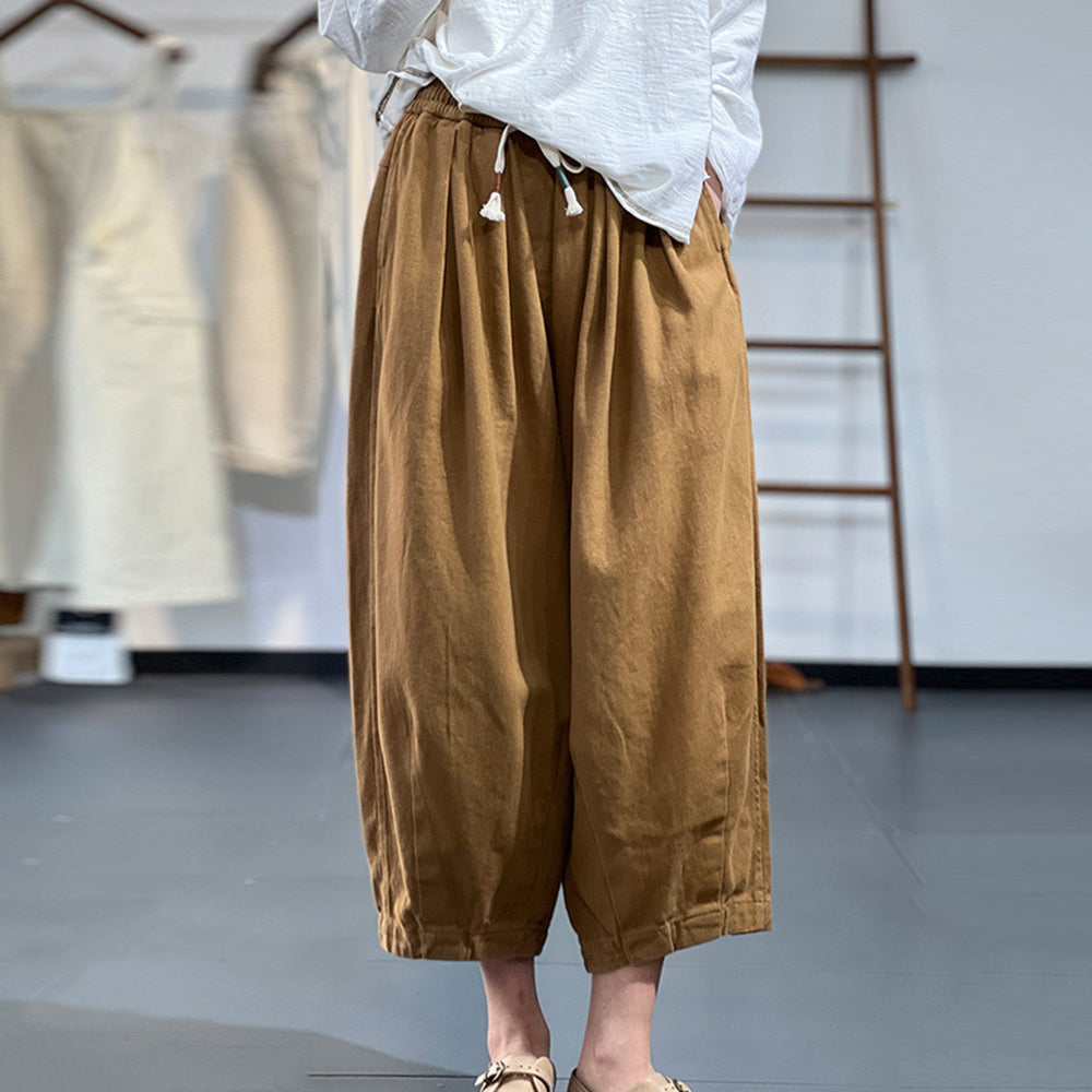 Solid Drawstring Casual Harem Pants
