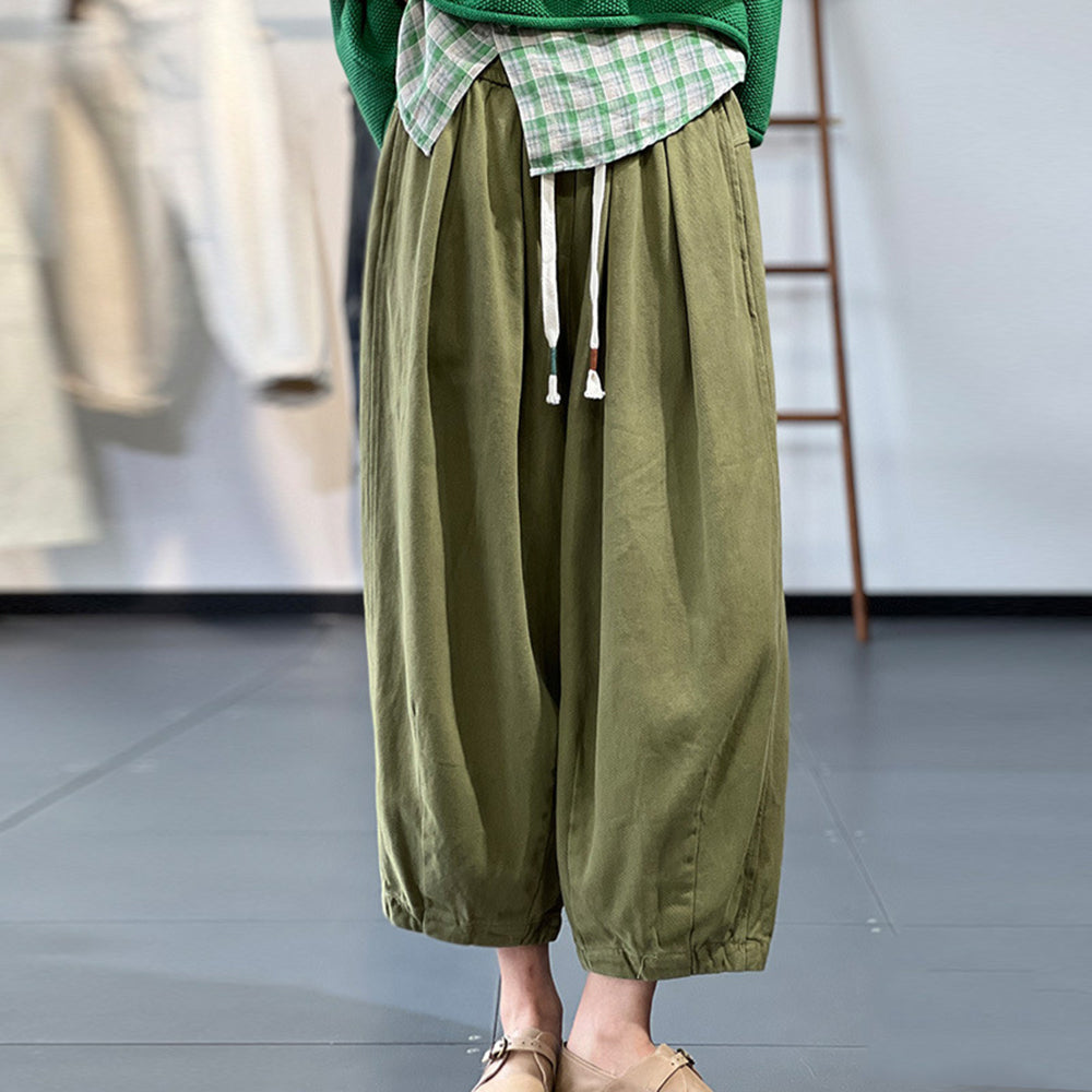 Solid Drawstring Casual Harem Pants