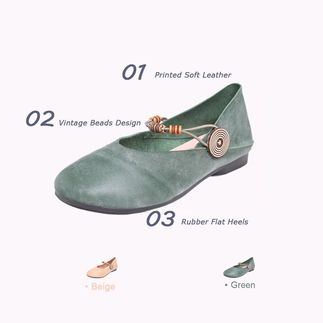 Retro Beads Design Casual Flat Shoes - Luckyback