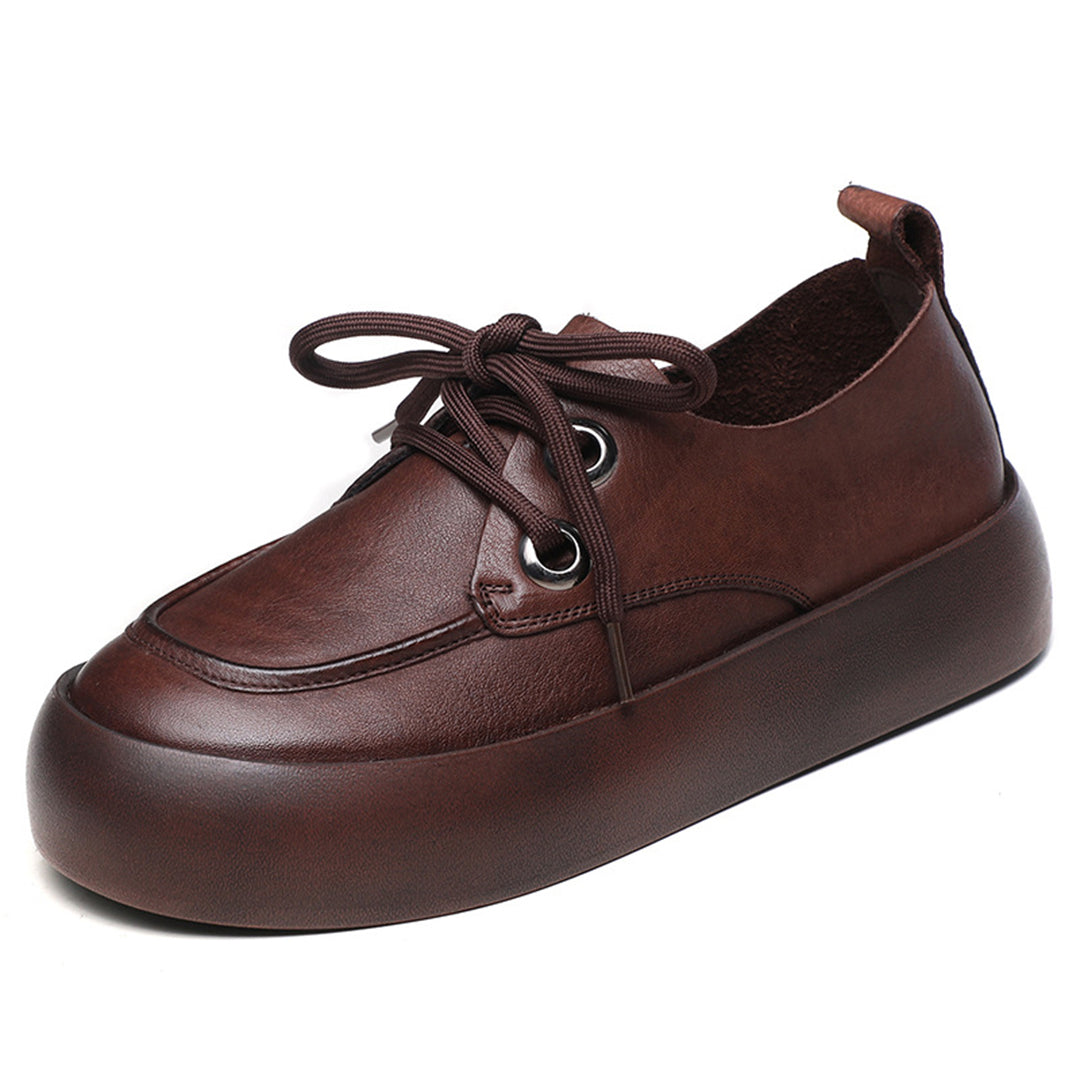 Retro Handmade Flatform Leather Shoes - Luckyback