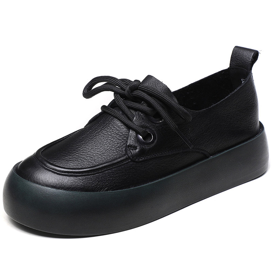 Retro Handmade Flatform Leather Shoes - Luckyback