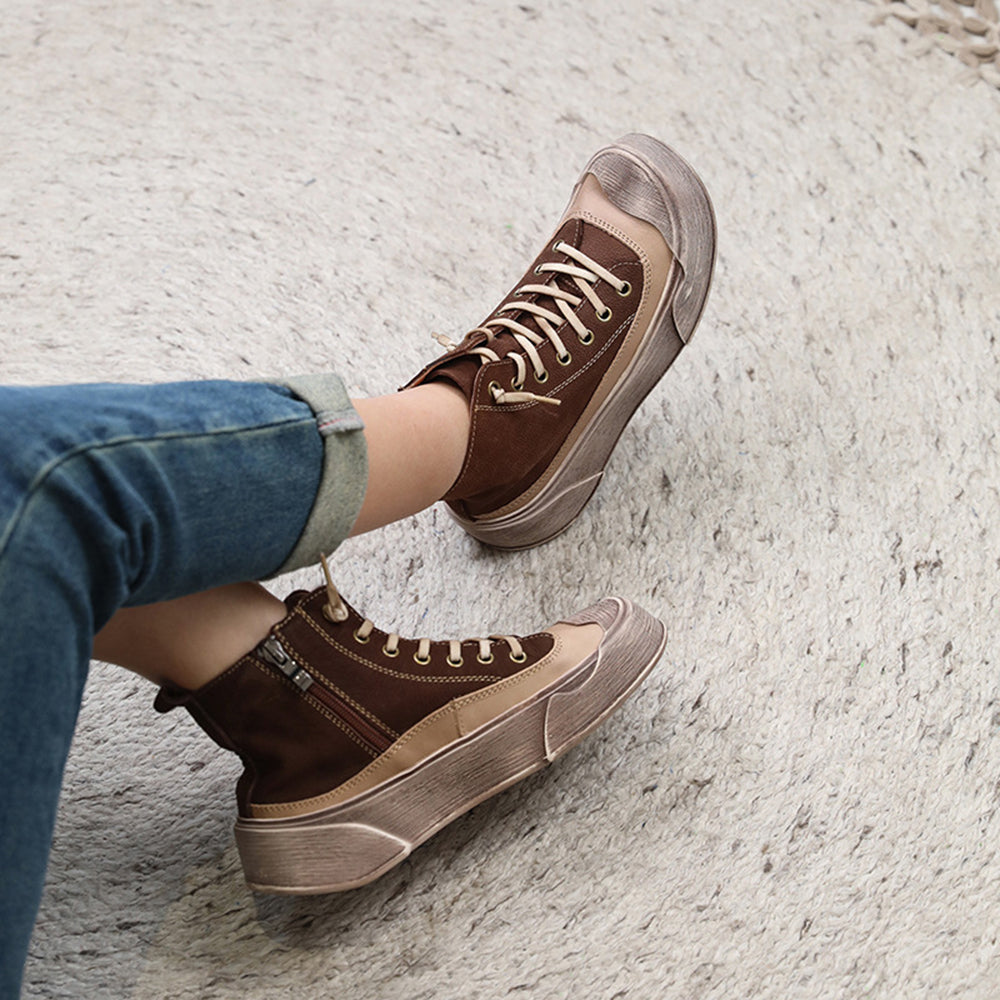 Retro Lace-Up Casual Flat Shoes