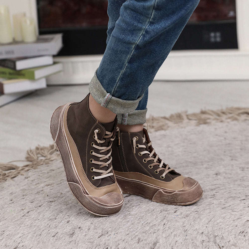 Retro Lace-Up Casual Flat Shoes