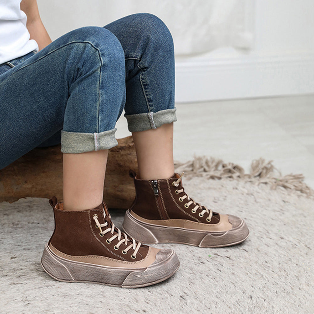 Retro Lace-Up Casual Flat Shoes