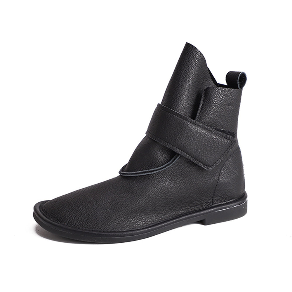 Retro Leather Flat Martin Boots