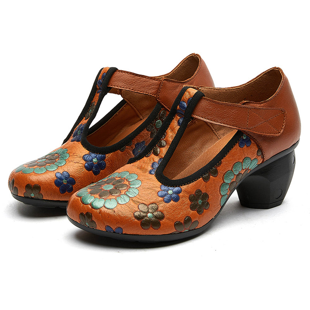 Retro Printed Ethnic Style Velcro Single Shoes