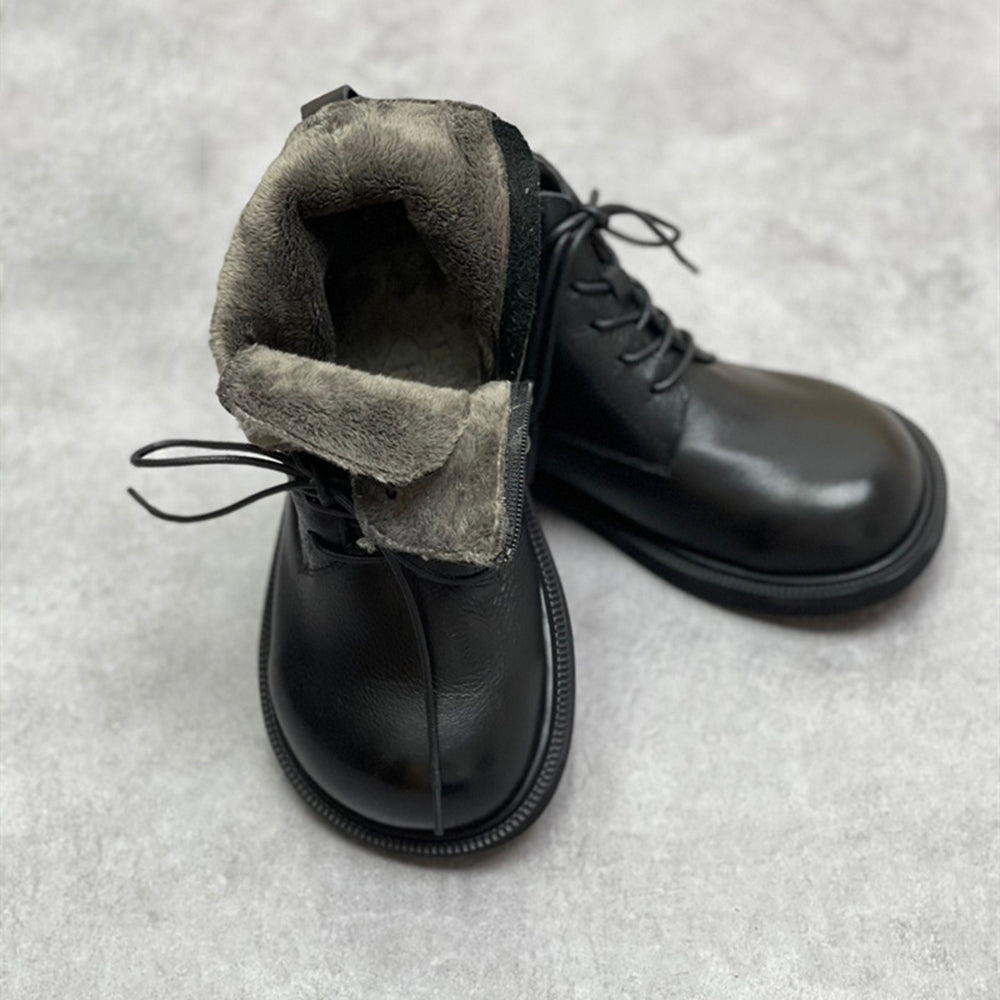 Retro Soft Leather Side Zipper Casual Martin Boots