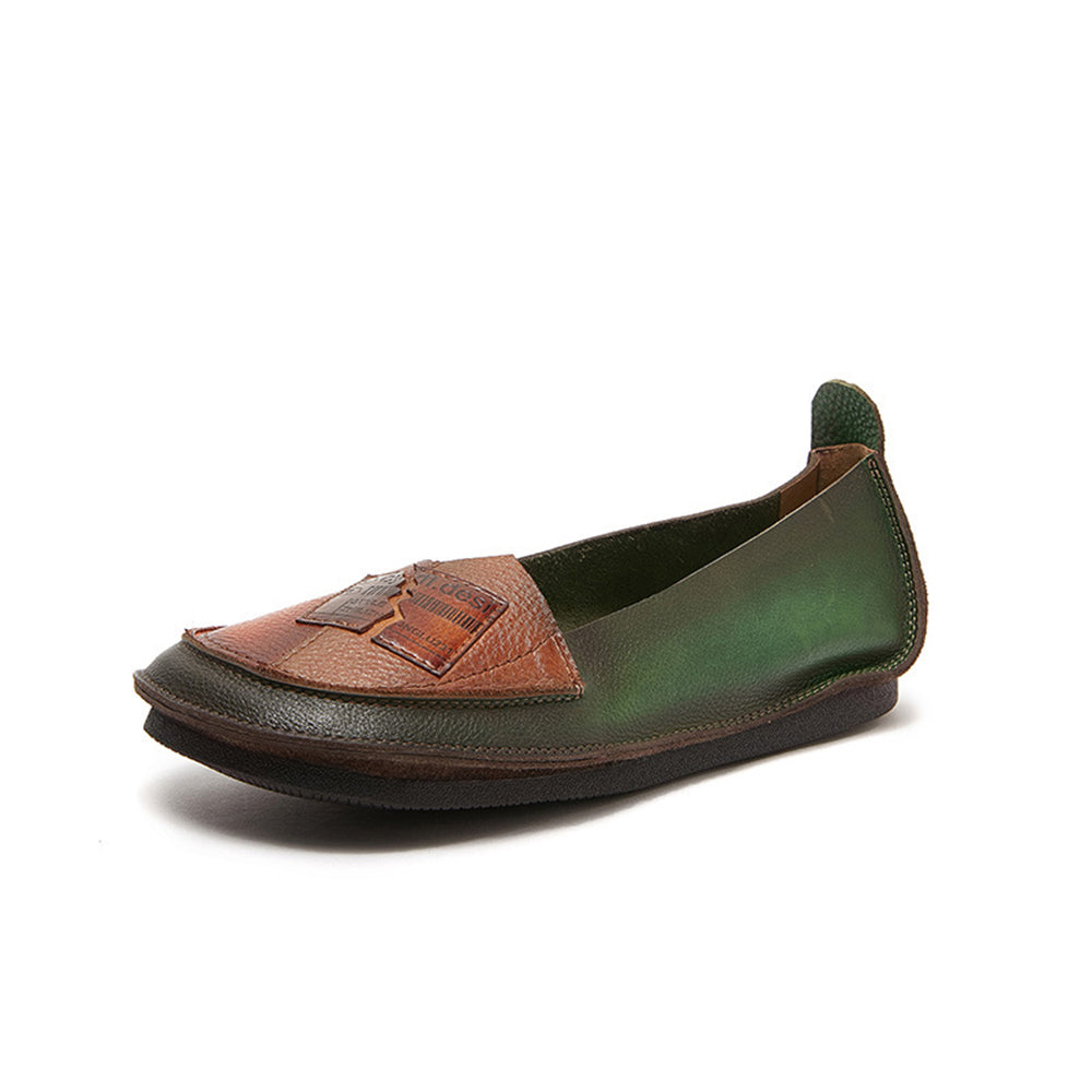 Retro Spliced Color-block Flat Shoes