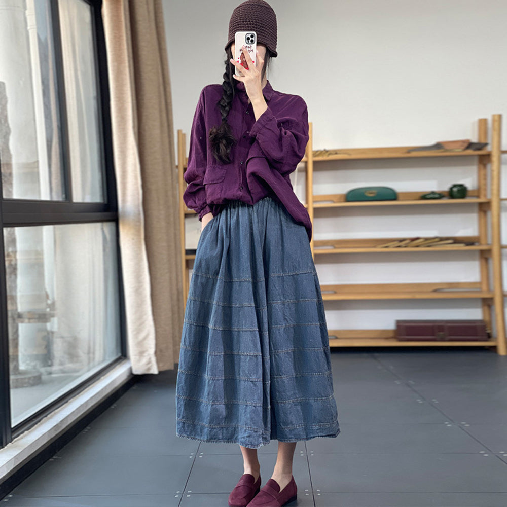 Retro Washed Loose Fit Skirt