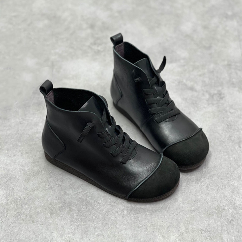 Retro Womens Leather Ankle Boots
