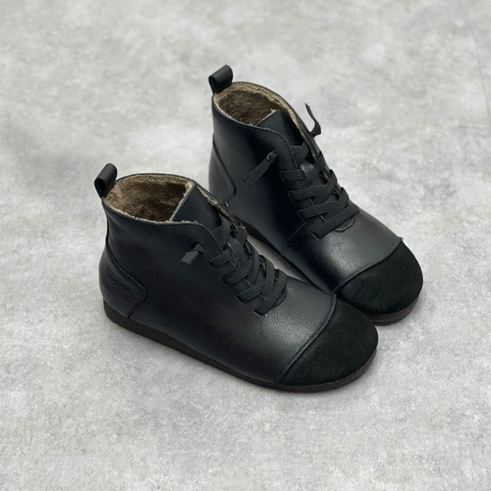 Retro Womens Leather Ankle Boots