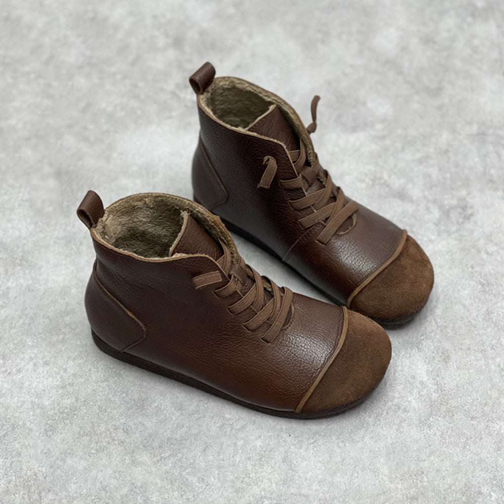 Retro Womens Leather Ankle Boots