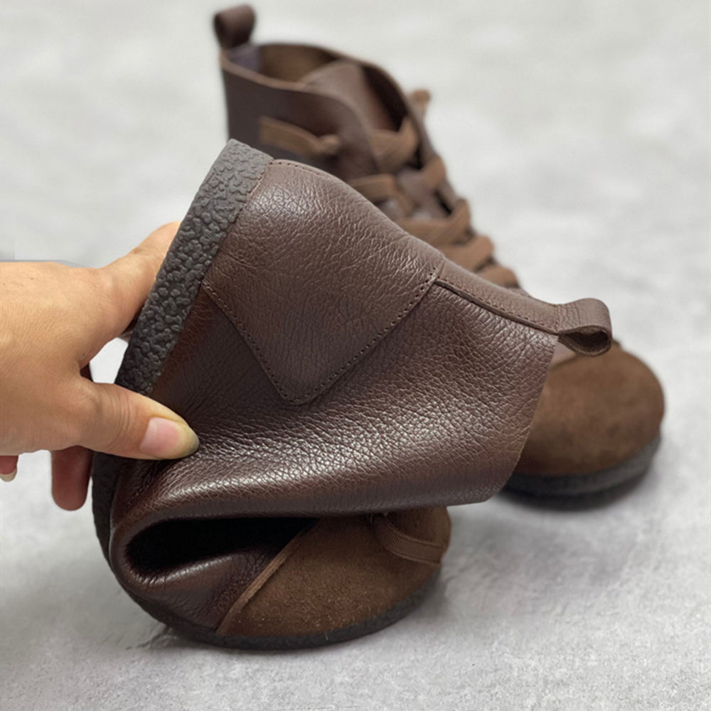 Retro Womens Leather Ankle Boots