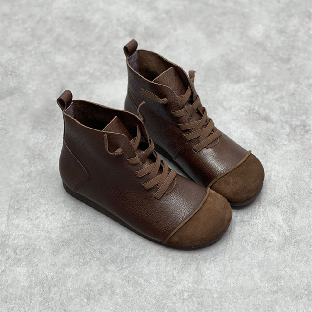 Retro Womens Leather Ankle Boots