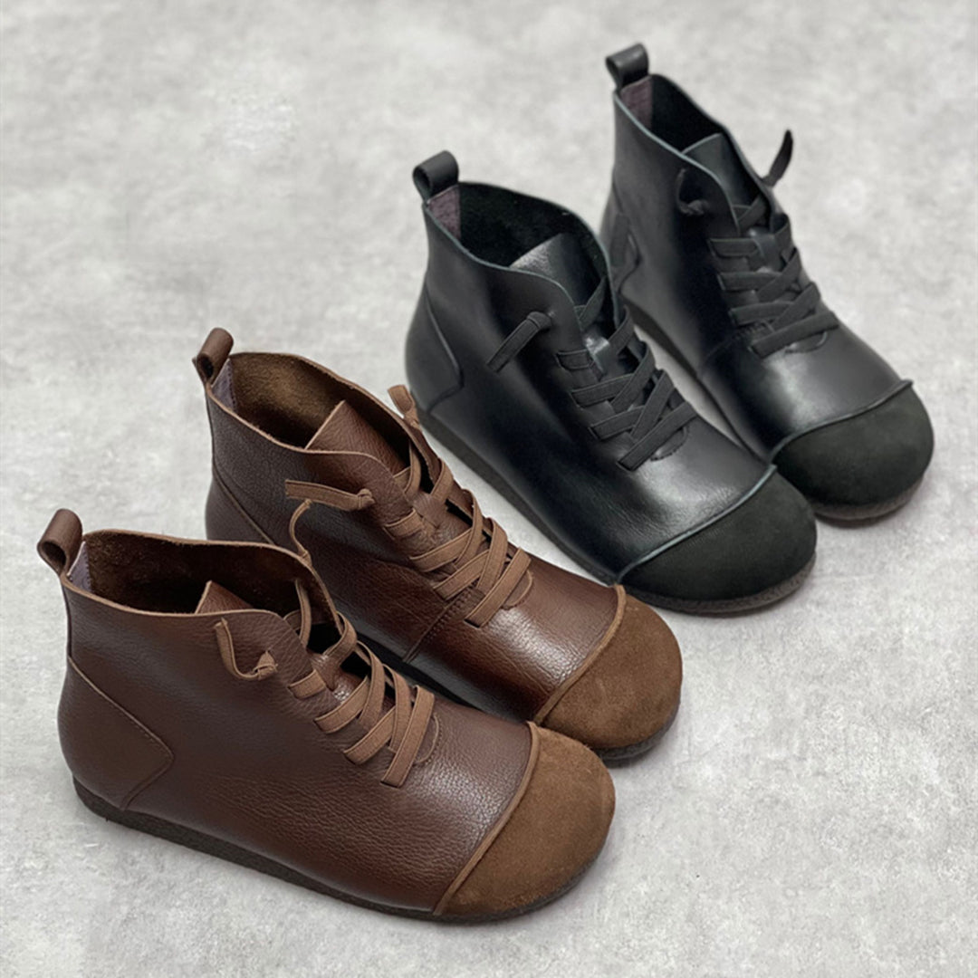 Retro Womens Leather Ankle Boots