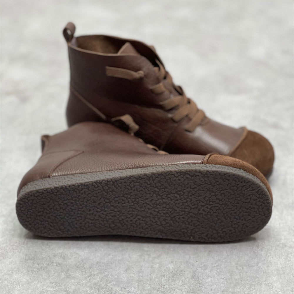 Retro Womens Leather Ankle Boots