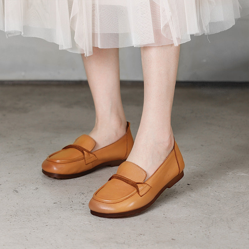 Slip-on All-Season Leather Flat Shoes