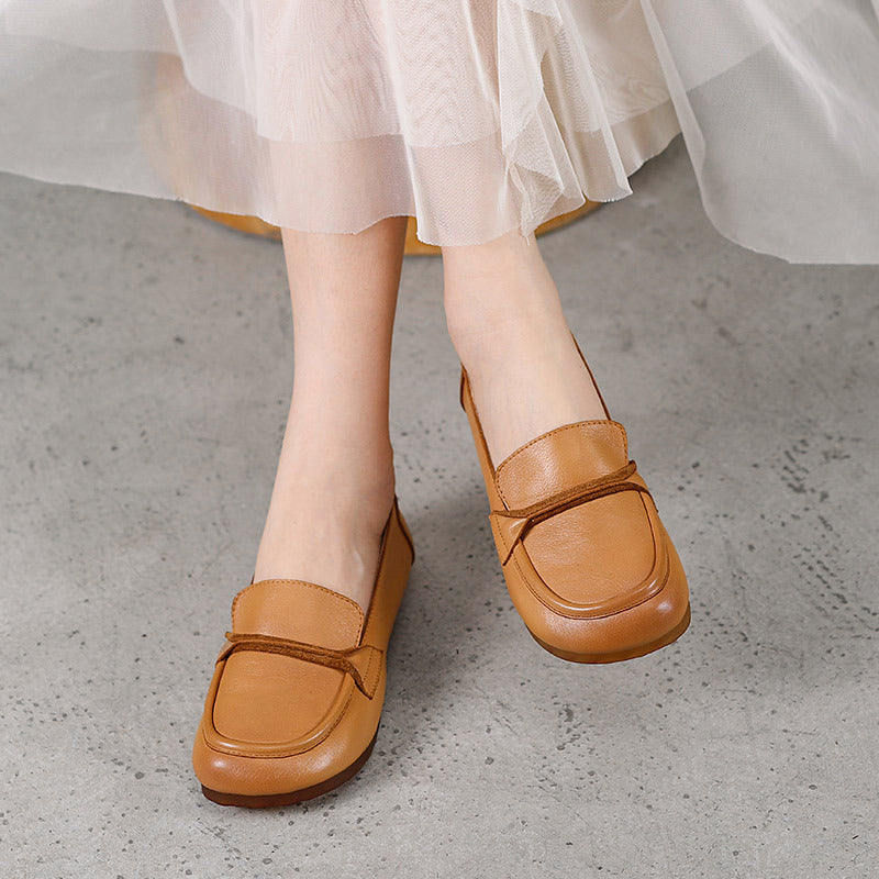 Slip-on All-Season Leather Flat Shoes