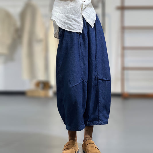 Solid Rear Pockets Harem Pants