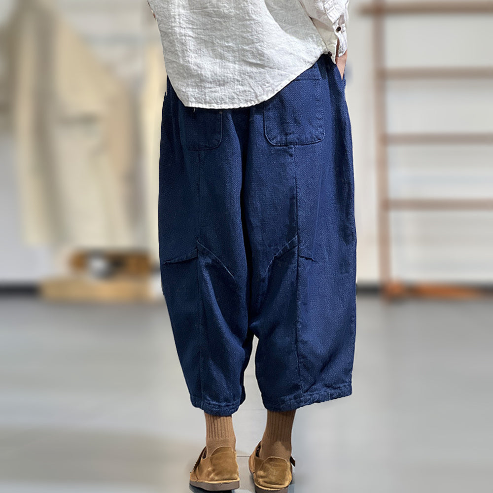 Solid Rear Pockets Harem Pants