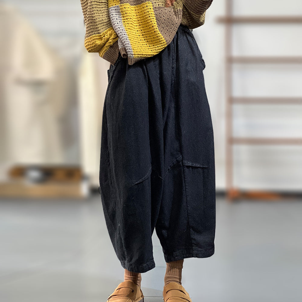 Solid Rear Pockets Harem Pants