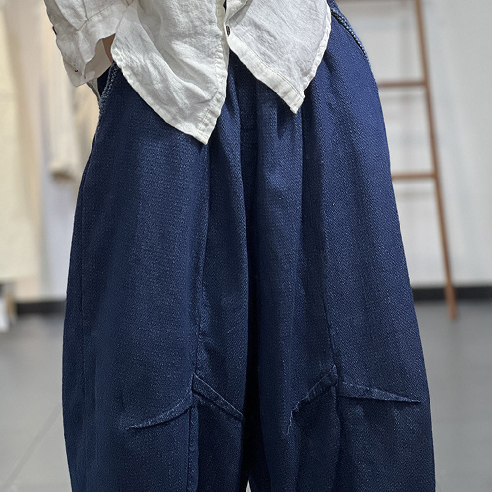 Solid Rear Pockets Harem Pants