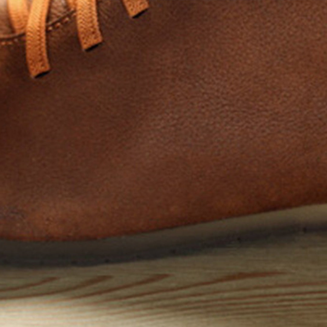 Square Toe Spliced Retro Leather Boots - Luckyback