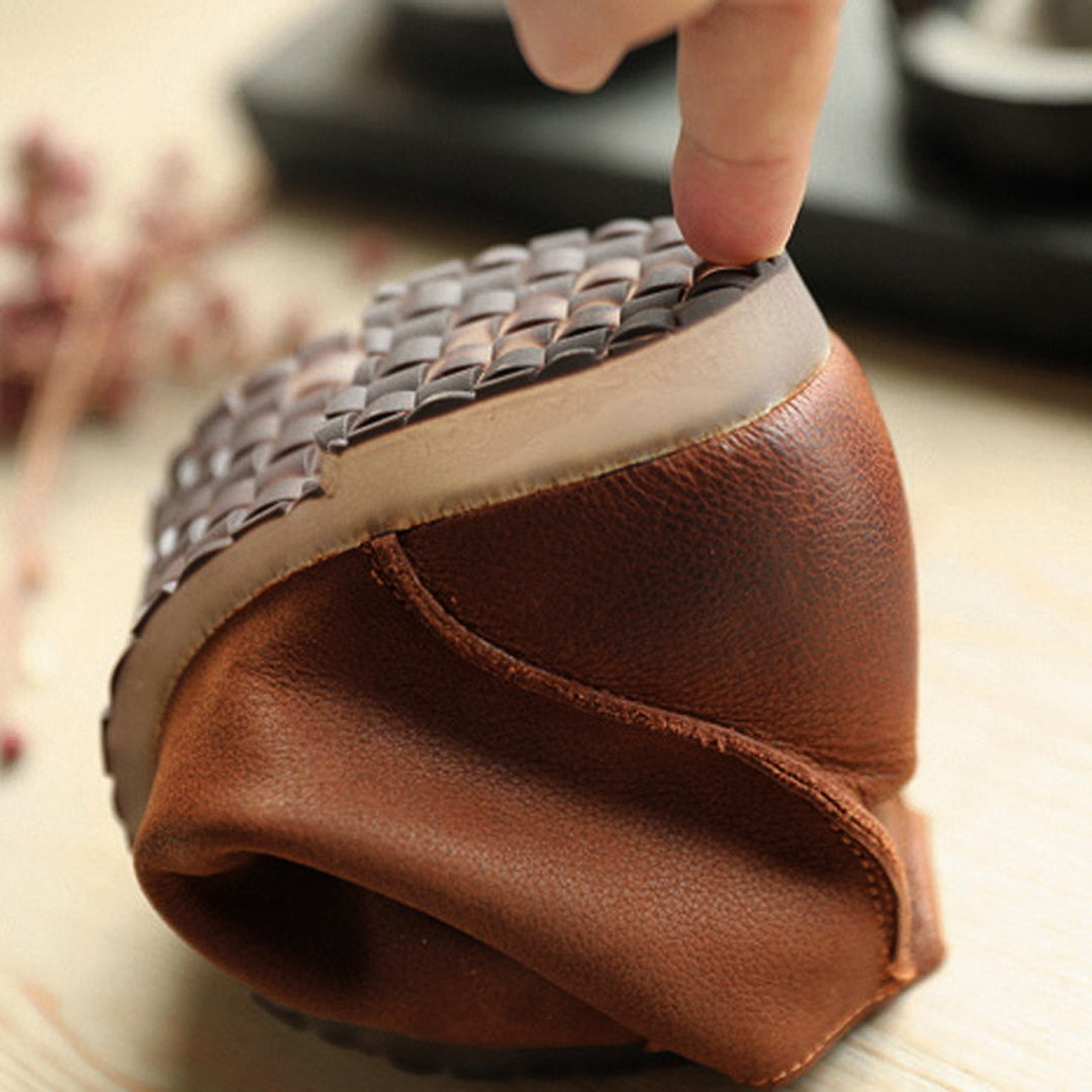 Square Toe Spliced Retro Leather Boots - Luckyback