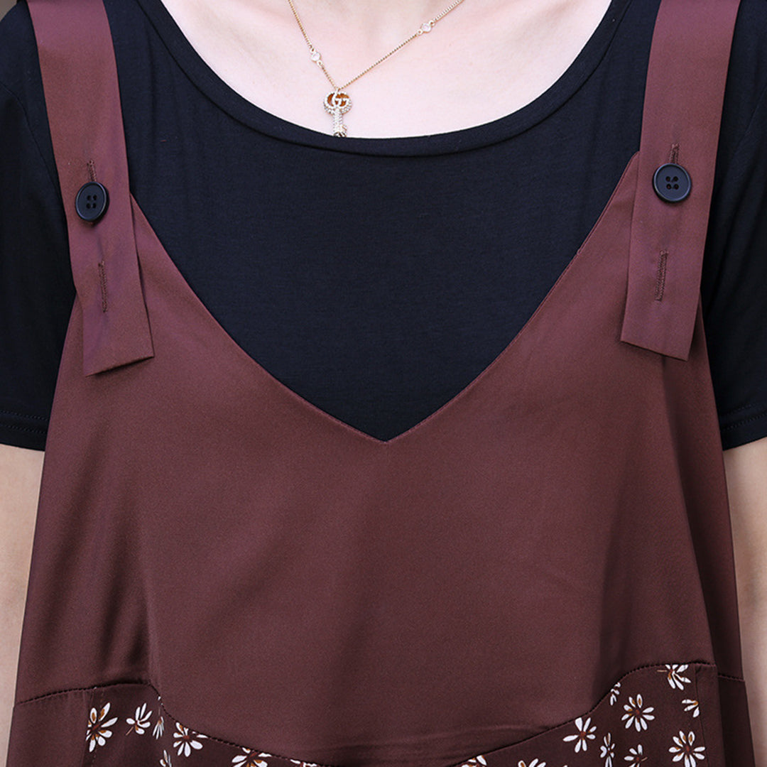 Two Piece Stitched Floral Strap Dress - Luckyback