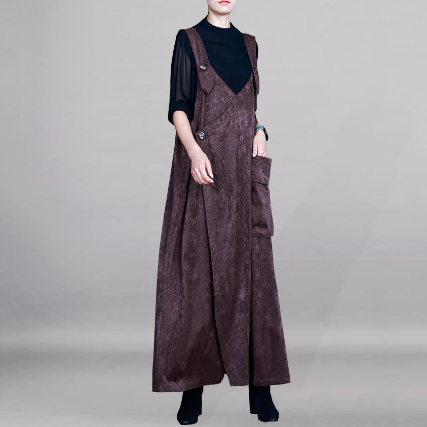 Strap Maxi Dress With Large Pocket - Luckyback