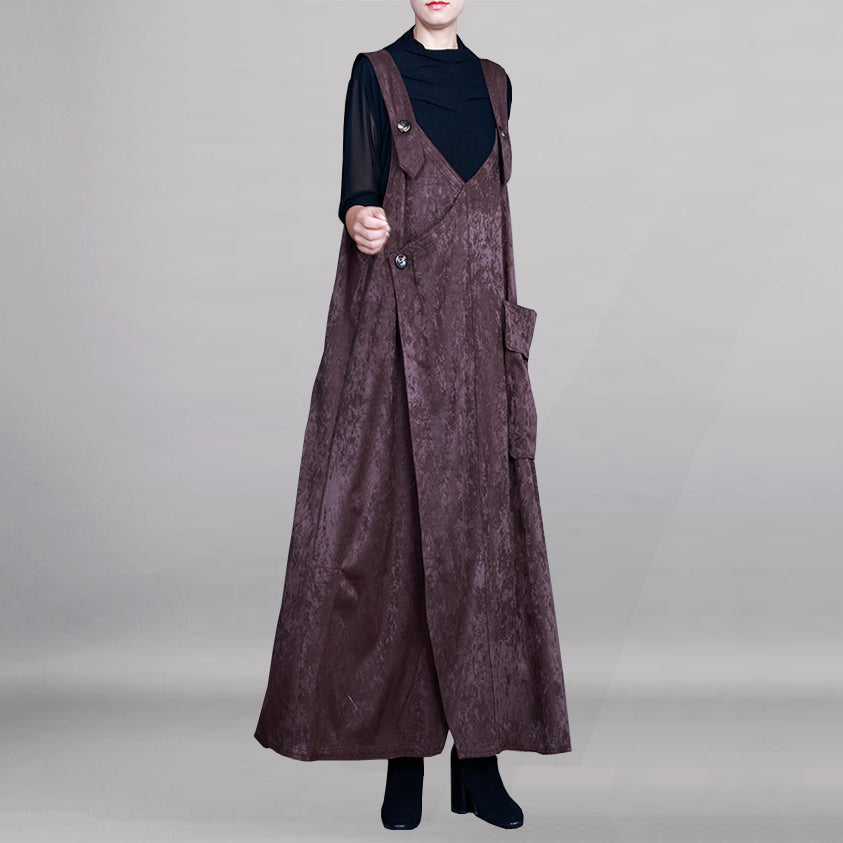 Strap Maxi Dress With Large Pocket - Luckyback