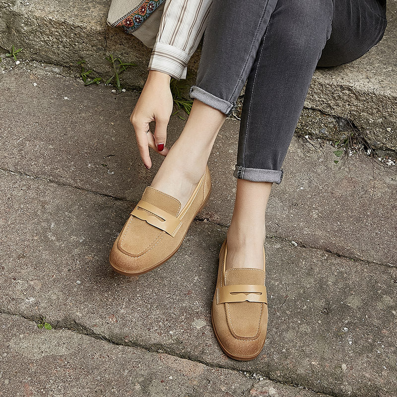 Suede Slip-On Loafers Flat Shoes