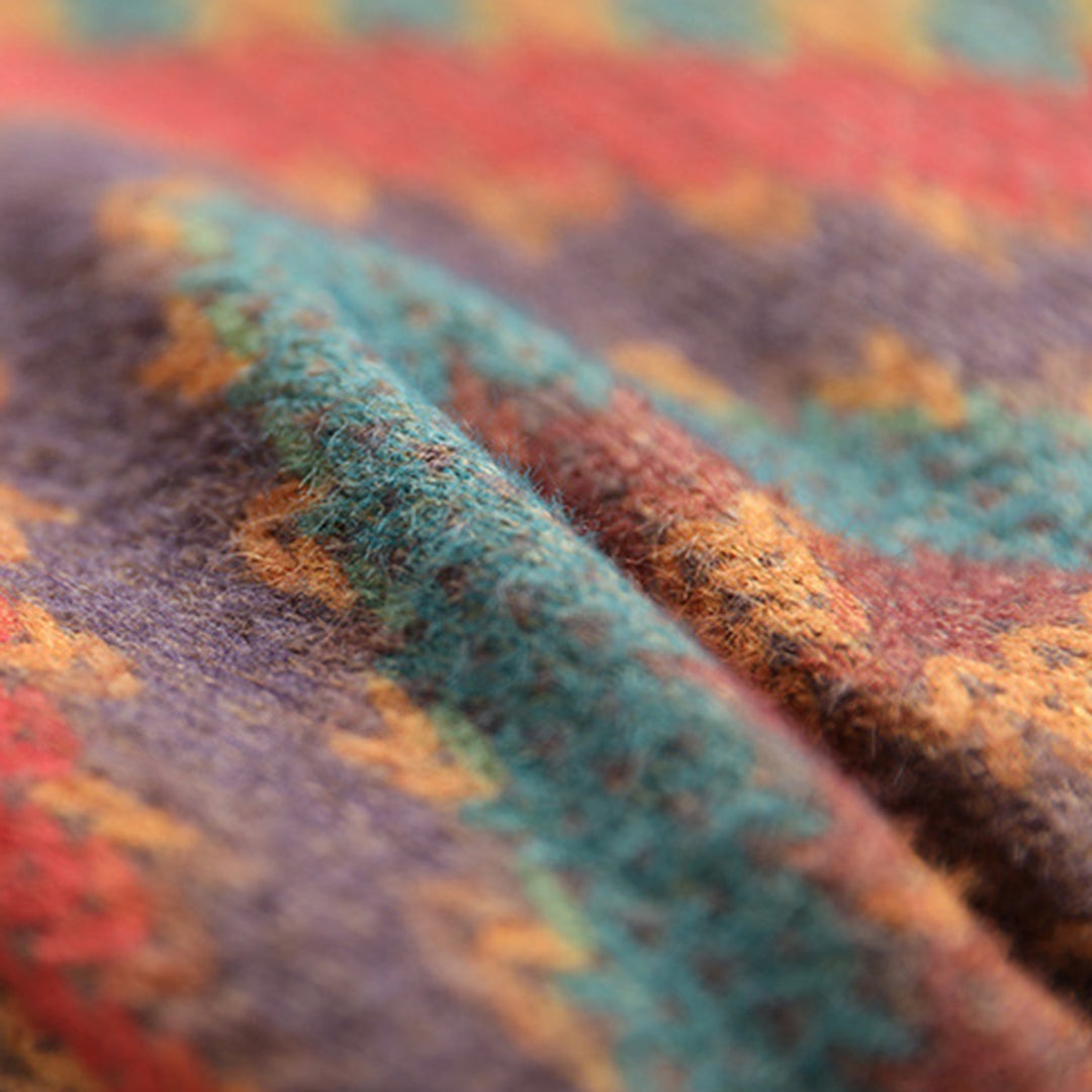 Vintage Rainbow Geometric Knitted Sweater - Luckyback